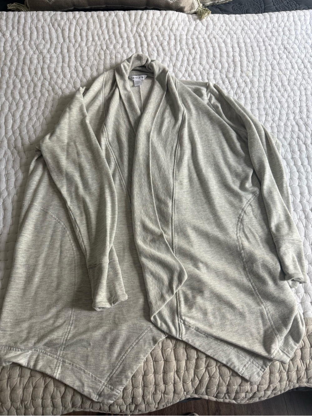 Athleta Women’s Light Gray Open-Front Cardigan Sweater